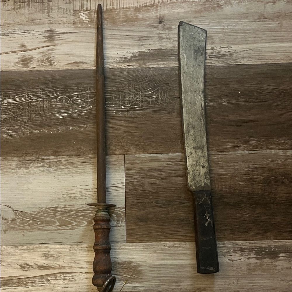 Vintage Rustic Knife and Sharpener Set